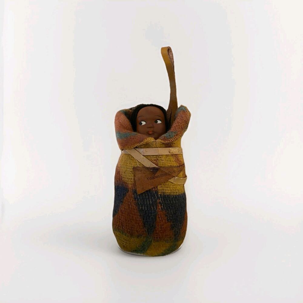 Early 1900's Skookum Indian Papoose Doll Yellowstone Park Souvenir 6" PRISTINE